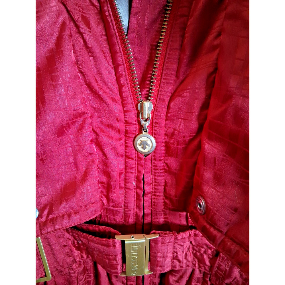 VTG 80s 90s Descente One Piece Ski Red Belted Snow Jumpsuit Snowsuit Women's 12 - Picture 11 of 16